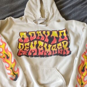A Day To Remember Cream Hoodie With Flames